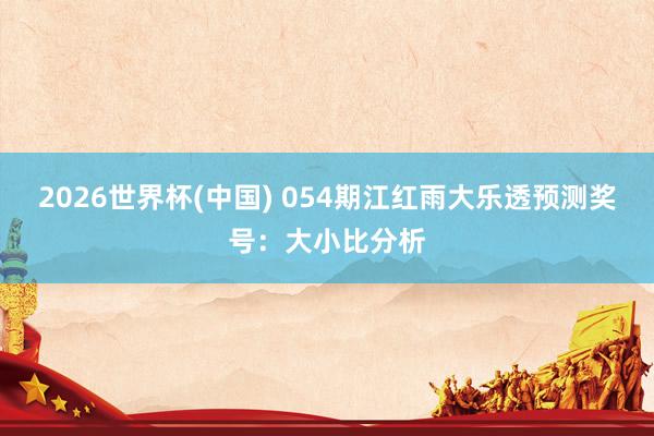 2026世界杯(中国) 054期江红雨大乐透预测奖号：大小比分析