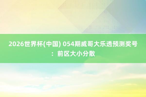 2026世界杯(中国) 054期威哥大乐透预测奖号：前区大小分散