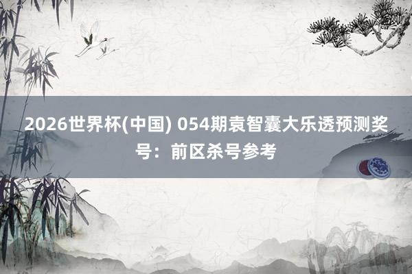 2026世界杯(中国) 054期袁智囊大乐透预测奖号：前区杀号参考