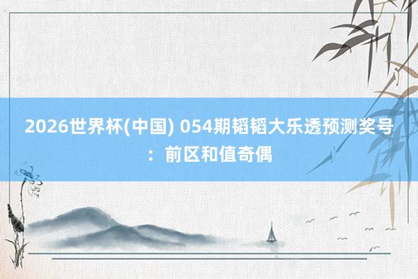 2026世界杯(中国) 054期韬韬大乐透预测奖号：前区和值奇偶