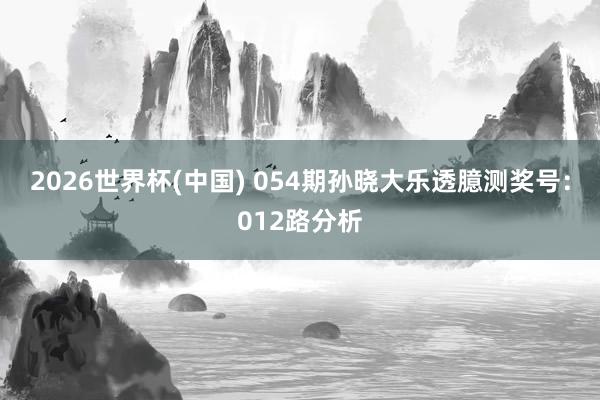 2026世界杯(中国) 054期孙晓大乐透臆测奖号：012路分析
