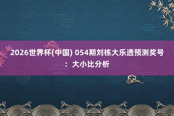 2026世界杯(中国) 054期刘栋大乐透预测奖号：大小比分析