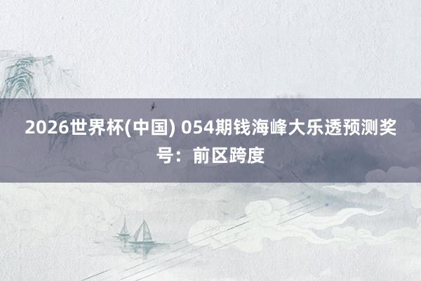 2026世界杯(中国) 054期钱海峰大乐透预测奖号：前区跨度