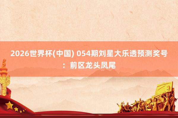 2026世界杯(中国) 054期刘星大乐透预测奖号：前区龙头凤尾