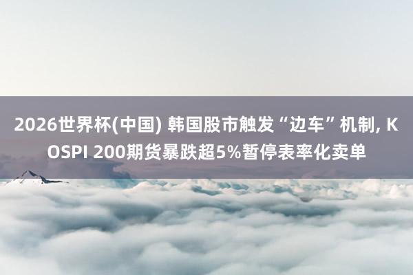 2026世界杯(中国) 韩国股市触发“边车”机制， KOSPI 200期货暴跌超5%暂停表率化卖单