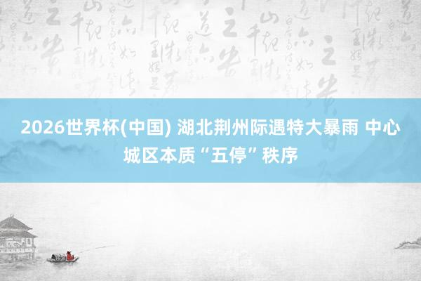 2026世界杯(中国) 湖北荆州际遇特大暴雨 中心城区本质“五停”秩序