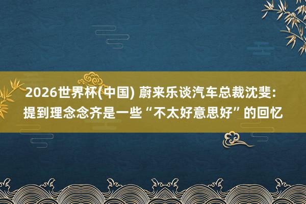 2026世界杯(中国) 蔚来乐谈汽车总裁沈斐: 提到理念念齐是一些“不太好意思好”的回忆