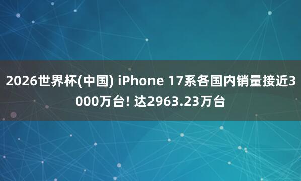 2026世界杯(中国) iPhone 17系各国内销量接近3000万台! 达2963.23万台