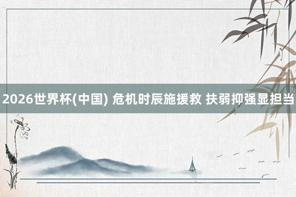 2026世界杯(中国) 危机时辰施援救 扶弱抑强显担当