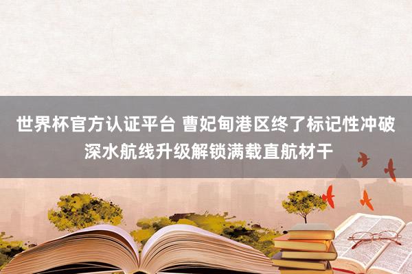 世界杯官方认证平台 曹妃甸港区终了标记性冲破 深水航线升级解锁满载直航材干