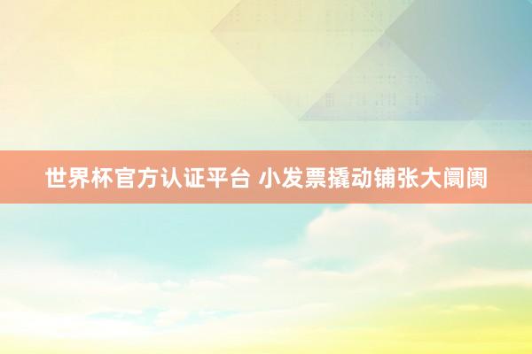 世界杯官方认证平台 小发票撬动铺张大阛阓