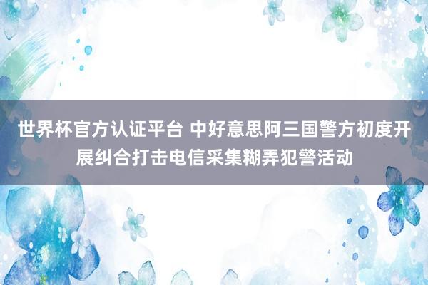 世界杯官方认证平台 中好意思阿三国警方初度开展纠合打击电信采集糊弄犯警活动