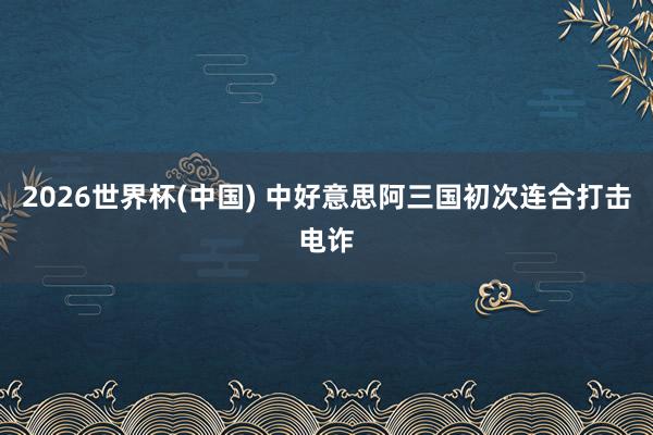 2026世界杯(中国) 中好意思阿三国初次连合打击电诈