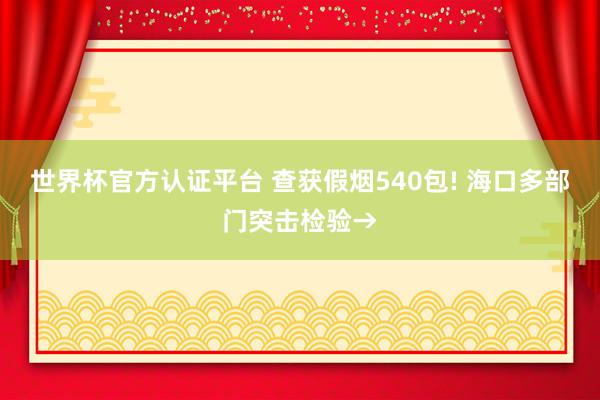 世界杯官方认证平台 查获假烟540包! 海口多部门突击检验→