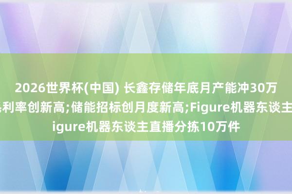 2026世界杯(中国) 长鑫存储年底月产能冲30万片;国产半导体毛利率创新高;储能招标创月度新高;Figure机器东谈主直播分拣10万件