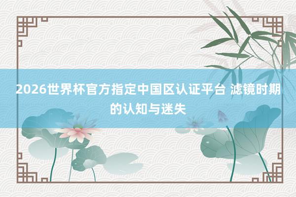 2026世界杯官方指定中国区认证平台 滤镜时期的认知与迷失