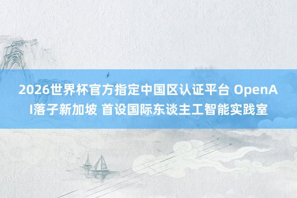 2026世界杯官方指定中国区认证平台 OpenAI落子新加坡 首设国际东谈主工智能实践室
