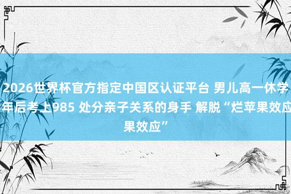 2026世界杯官方指定中国区认证平台 男儿高一休学 3年后考上985 处分亲子关系的身手 解脱“烂苹果效应”