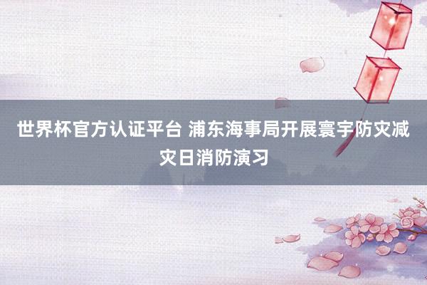 世界杯官方认证平台 浦东海事局开展寰宇防灾减灾日消防演习