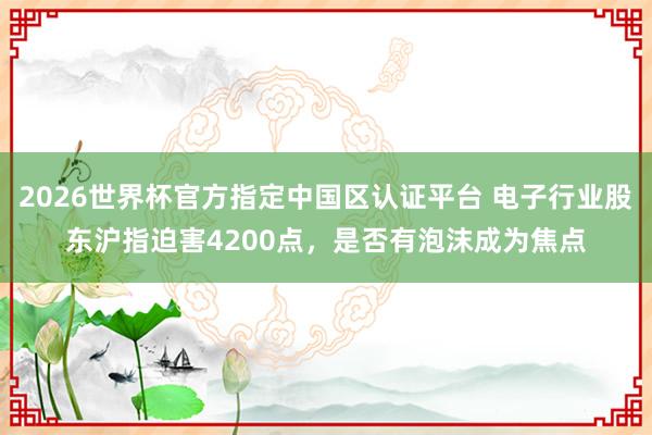 2026世界杯官方指定中国区认证平台 电子行业股东沪指迫害4200点，是否有泡沫成为焦点