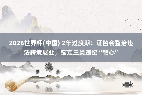 2026世界杯(中国) 2年过渡期！证监会整治违法跨境展业，锚定三类违纪“靶心”
