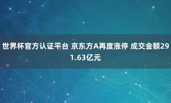 世界杯官方认证平台 京东方A再度涨停 成交金额291.63亿元