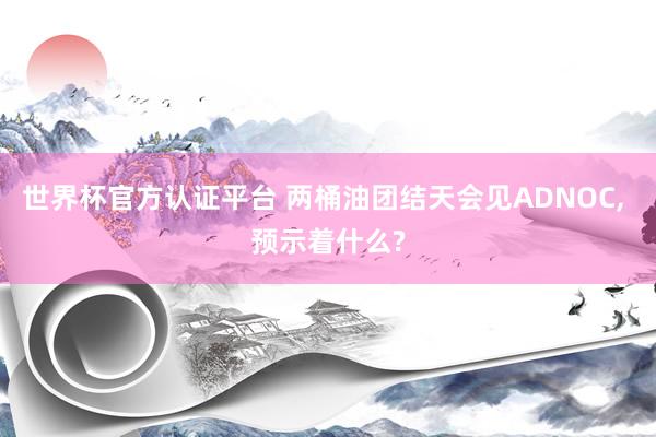 世界杯官方认证平台 两桶油团结天会见ADNOC， 预示着什么?