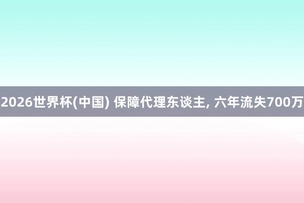 2026世界杯(中国) 保障代理东谈主， 六年流失700万