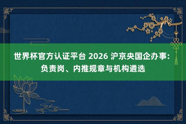 世界杯官方认证平台 2026 沪京央国企办事: 负责岗、内推规章与机构遴选