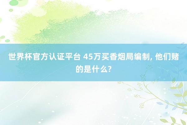 世界杯官方认证平台 45万买香烟局编制， 他们赌的是什么?