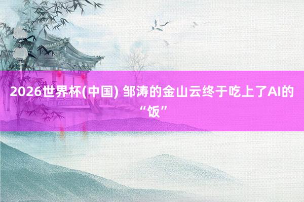 2026世界杯(中国) 邹涛的金山云终于吃上了AI的“饭”