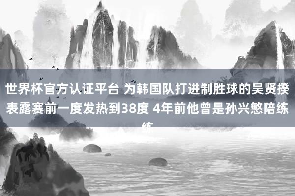 世界杯官方认证平台 为韩国队打进制胜球的吴贤揆表露赛前一度发