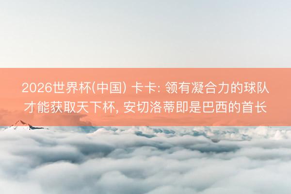 2026世界杯(中国) 卡卡: 领有凝合力的球队才能获取天下