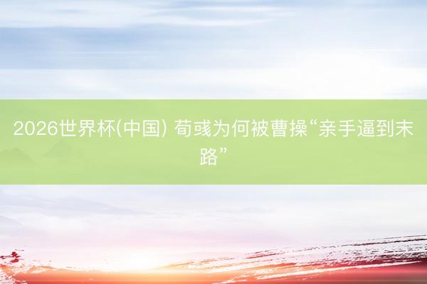 2026世界杯(中国) 荀彧为何被曹操“亲手逼到末路”