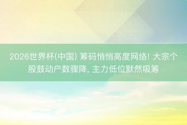 2026世界杯(中国) 筹码悄悄高度网络! 大宗个股鼓动户数骤降， 主力低位默然吸筹