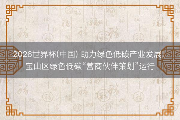 2026世界杯(中国) 助力绿色低碳产业发展! 宝山区绿色低碳“营商伙伴策划”运行