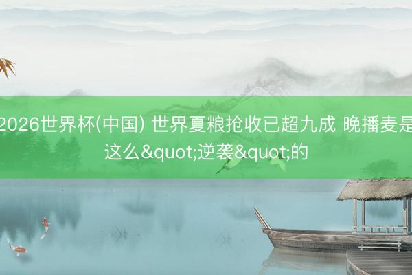 2026世界杯(中国) 世界夏粮抢收已超九成 晚播麦是这么"逆袭"的